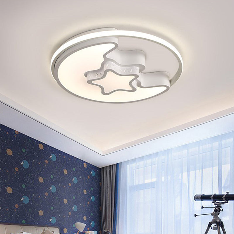 Moon And Star Flush Mount Light Fixtures Kids Acrylic Ceiling Mount Light Fixture for Children Bedroom
