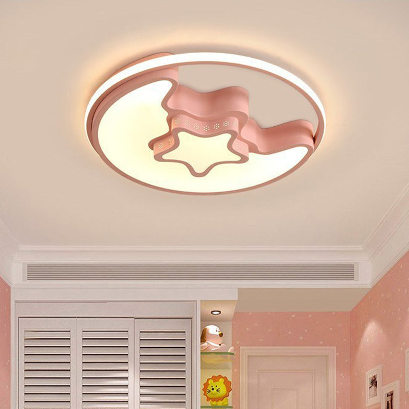 Moon And Star Flush Mount Light Fixtures Kids Acrylic Ceiling Mount Light Fixture for Children Bedroom