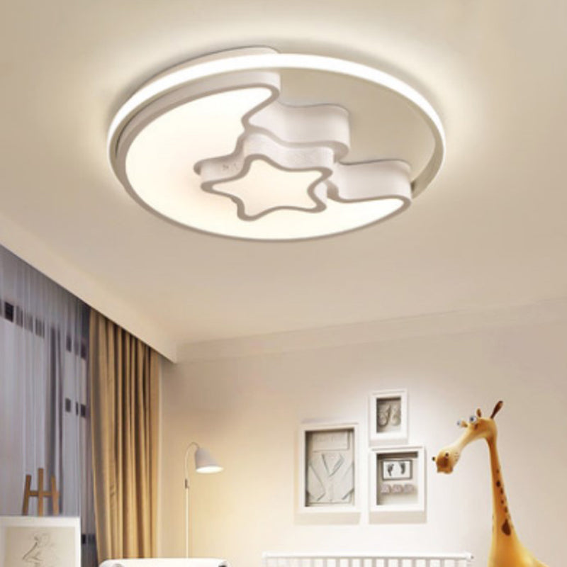 Moon And Star Flush Mount Light Fixtures Kids Acrylic Ceiling Mount Light Fixture for Children Bedroom