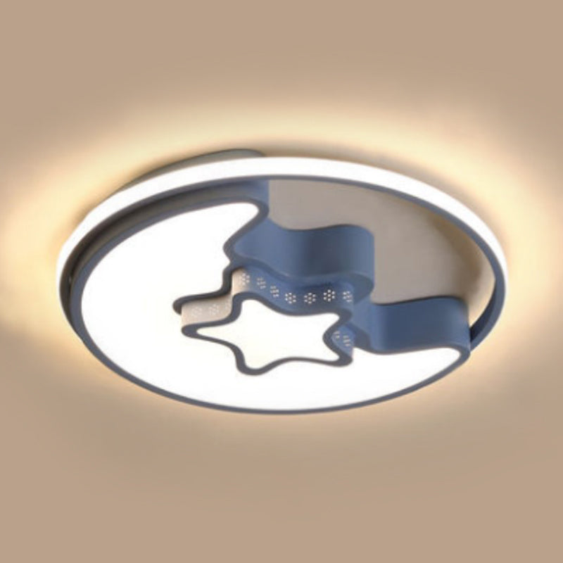 Moon And Star Flush Mount Light Fixtures Kids Acrylic Ceiling Mount Light Fixture for Children Bedroom