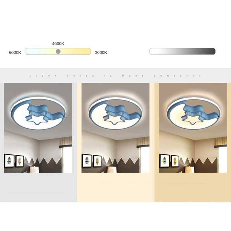 Moon And Star Flush Mount Light Fixtures Kids Acrylic Ceiling Mount Light Fixture for Children Bedroom