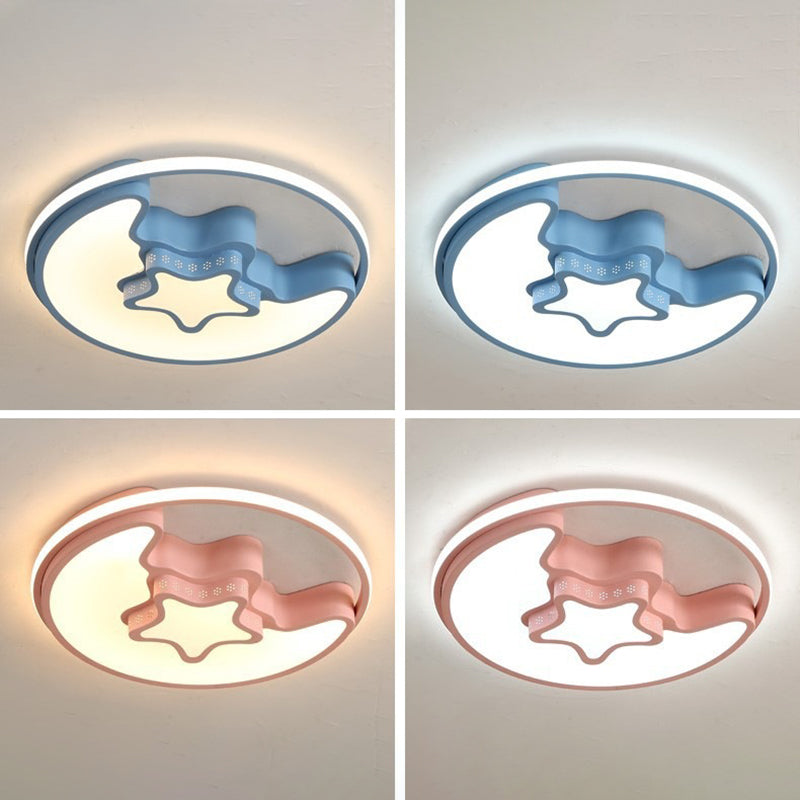 Moon And Star Flush Mount Light Fixtures Kids Acrylic Ceiling Mount Light Fixture for Children Bedroom
