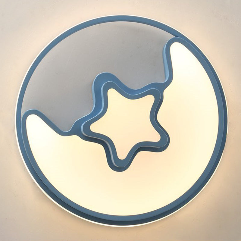 Moon And Star Flush Mount Light Fixtures Kids Acrylic Ceiling Mount Light Fixture for Children Bedroom