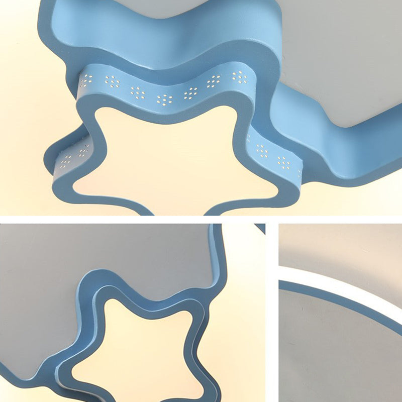 Moon And Star Flush Mount Light Fixtures Kids Acrylic Ceiling Mount Light Fixture for Children Bedroom