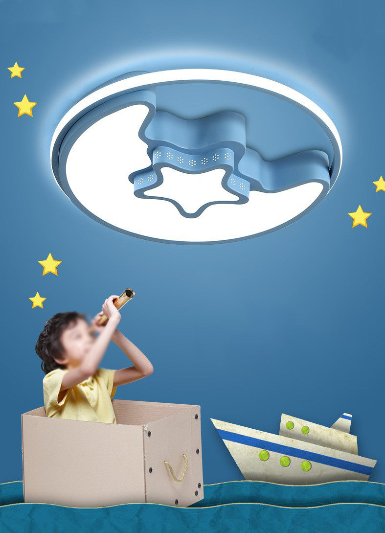 Moon And Star Flush Mount Light Fixtures Kids Acrylic Ceiling Mount Light Fixture for Children Bedroom