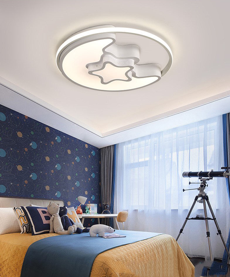 Moon And Star Flush Mount Light Fixtures Kids Acrylic Ceiling Mount Light Fixture for Children Bedroom