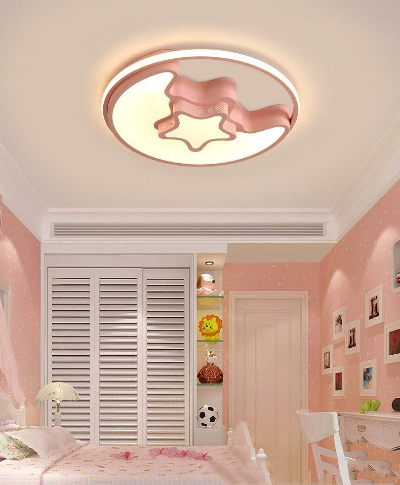 Moon And Star Flush Mount Light Fixtures Kids Acrylic Ceiling Mount Light Fixture for Children Bedroom