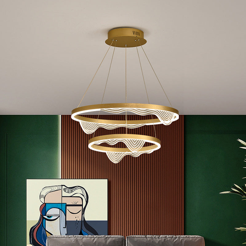 Candelier de niveles acrílicos Elegante LED Minimalista Luz colgante de lámpara para sala de estar