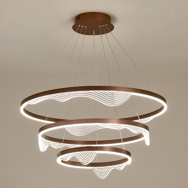 Candelier de niveles acrílicos Elegante LED Minimalista Luz colgante de lámpara para sala de estar