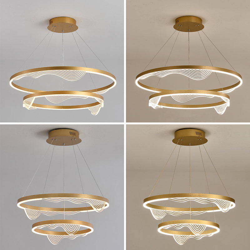 Candelier de niveles acrílicos Elegante LED Minimalista Luz colgante de lámpara para sala de estar