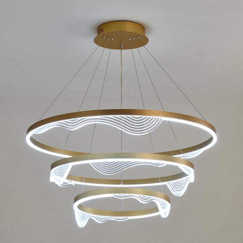 Candelier de niveles acrílicos Elegante LED Minimalista Luz colgante de lámpara para sala de estar