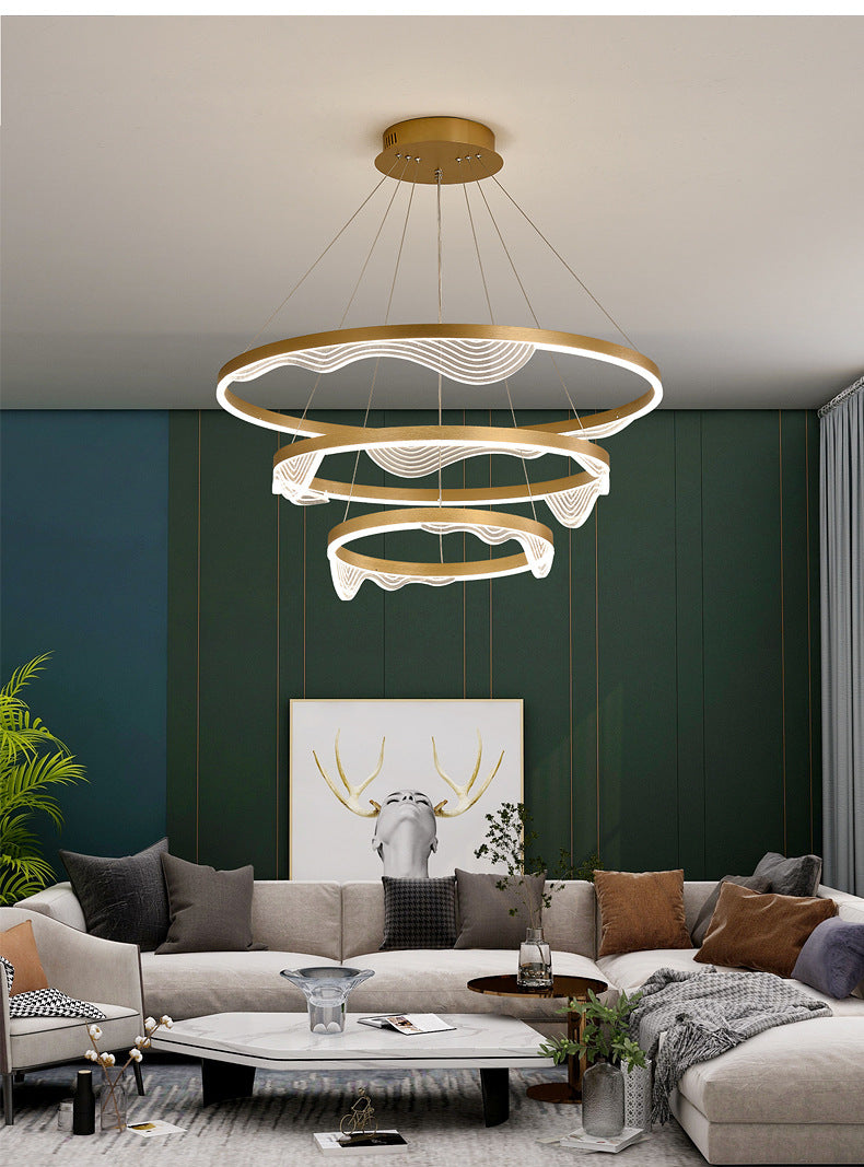 Candelier de niveles acrílicos Elegante LED Minimalista Luz colgante de lámpara para sala de estar