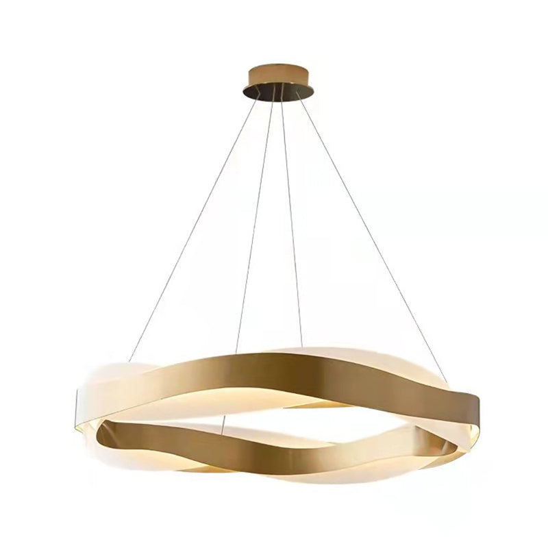 Goldener Kreis LED -Anhänger Beleuchtung minimalistischer Acryl -Kronleuchter für Wohnzimmer