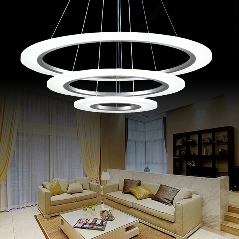 Luz de suspensión LED de estilo colgante de colgante circular de plata