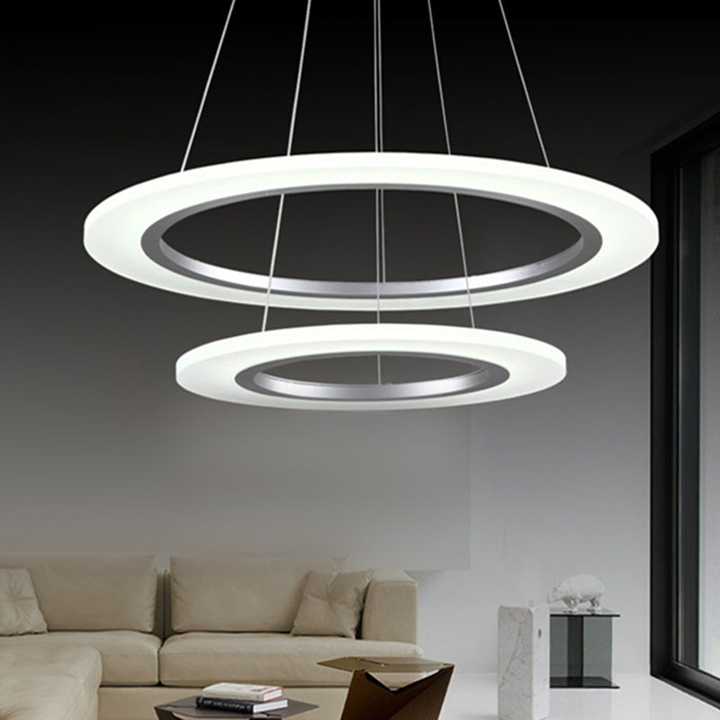Luz de suspensión LED de estilo colgante de colgante circular de plata