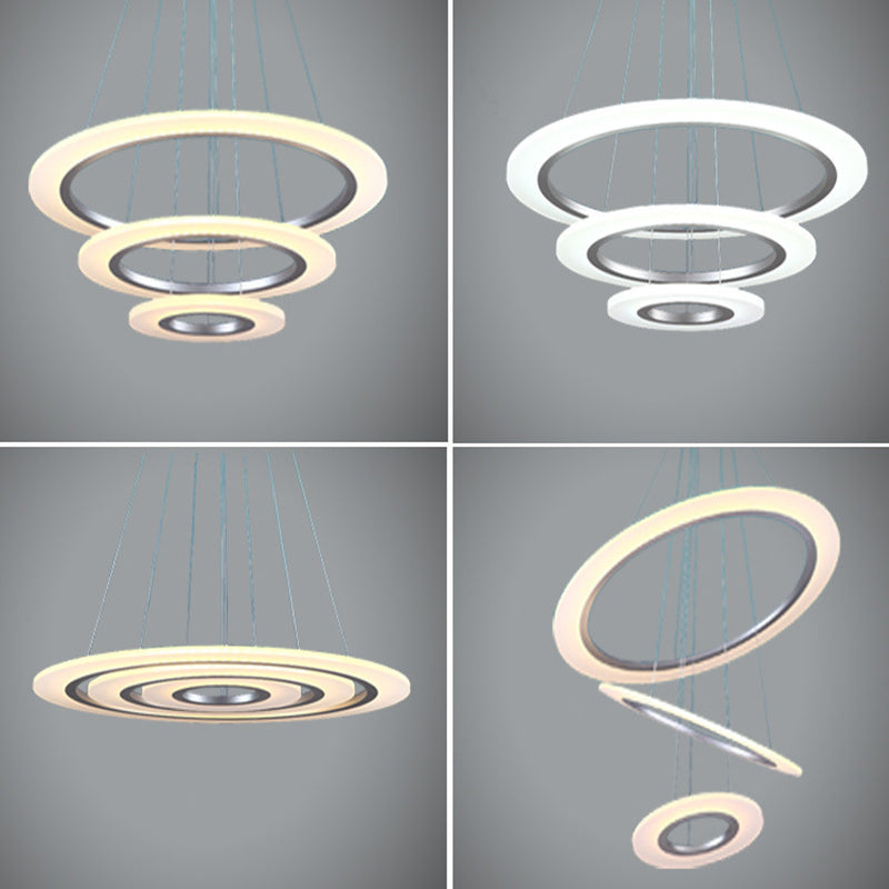 Luz de suspensión LED de estilo colgante de colgante circular de plata