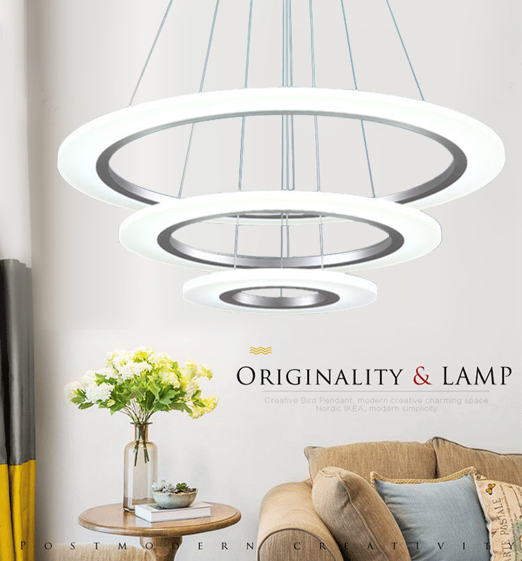 Luz de suspensión LED de estilo colgante de colgante circular de plata