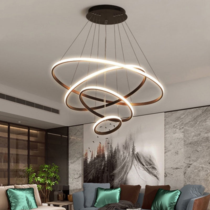 Luce il lampadario del soggiorno acrilico minimalista a ciondolo a led multi-anello Lumo lampadario
