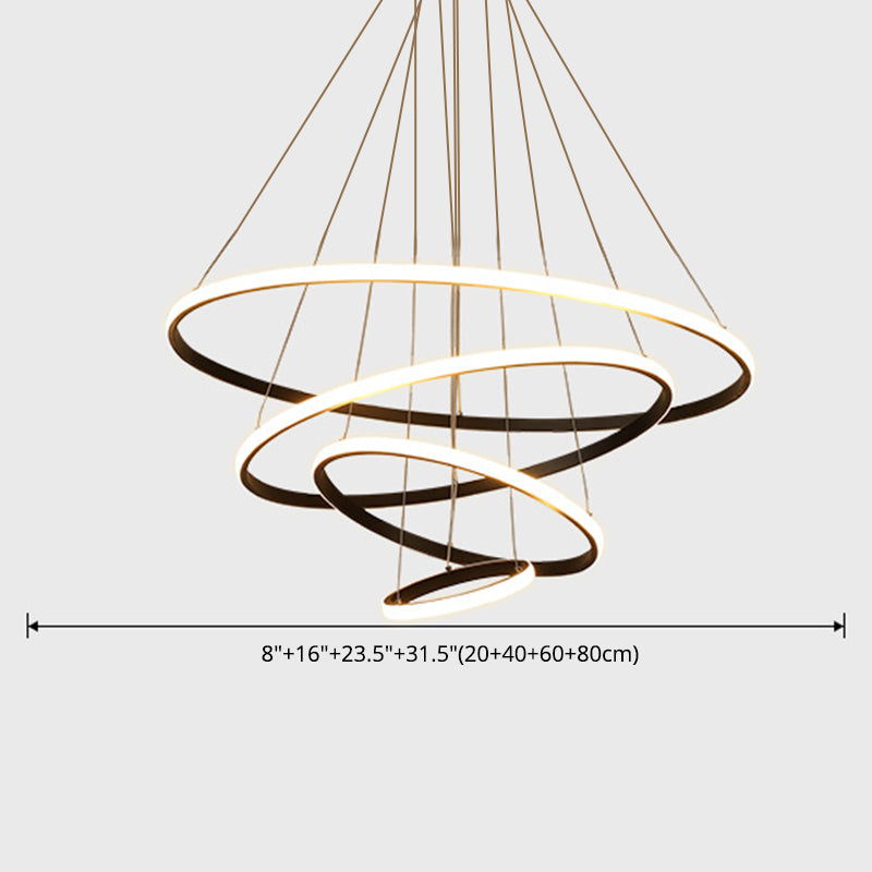 Luce il lampadario del soggiorno acrilico minimalista a ciondolo a led multi-anello Lumo lampadario