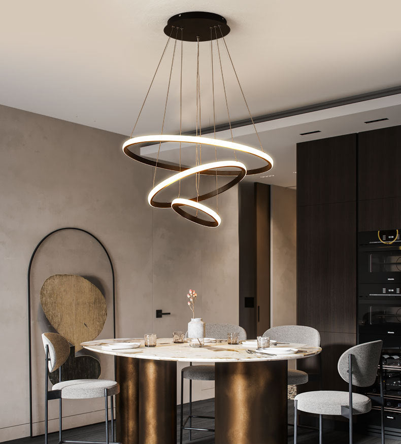 Luce il lampadario del soggiorno acrilico minimalista a ciondolo a led multi-anello Lumo lampadario