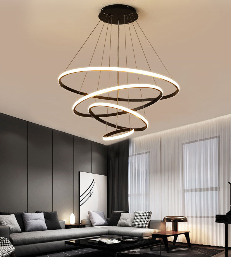Luce il lampadario del soggiorno acrilico minimalista a ciondolo a led multi-anello Lumo lampadario