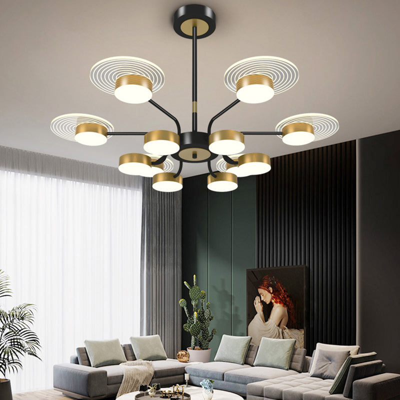 Bloemen woonkamer kroonluchter verlichting acryl minimalistische led hanger lamp in black-gold