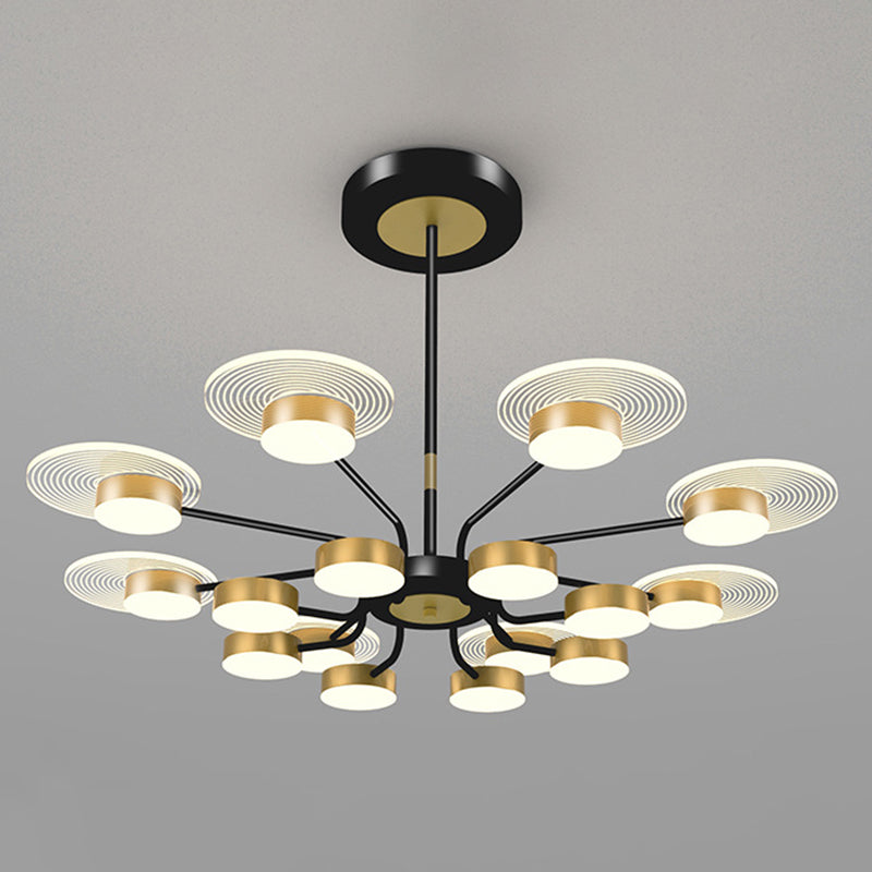 Bloemen woonkamer kroonluchter verlichting acryl minimalistische led hanger lamp in black-gold