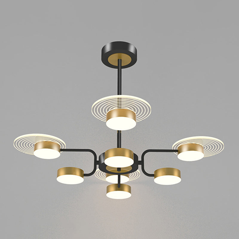 Bloemen woonkamer kroonluchter verlichting acryl minimalistische led hanger lamp in black-gold