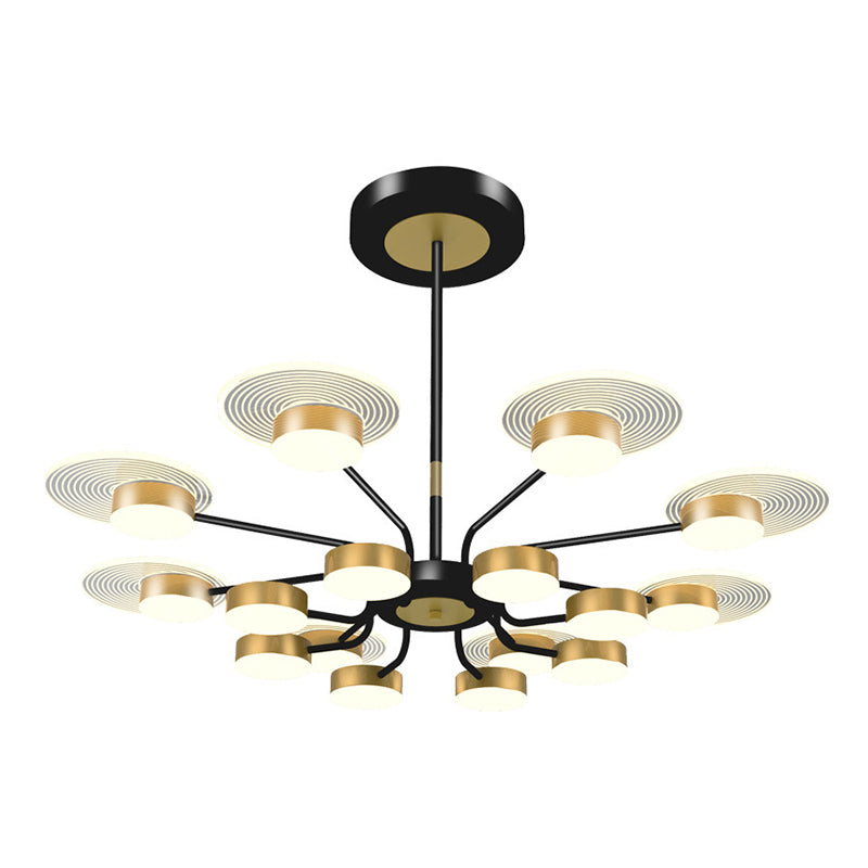 Bloemen woonkamer kroonluchter verlichting acryl minimalistische led hanger lamp in black-gold