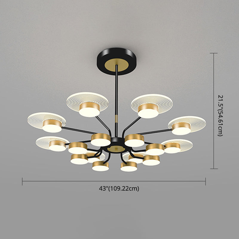 Bloemen woonkamer kroonluchter verlichting acryl minimalistische led hanger lamp in black-gold