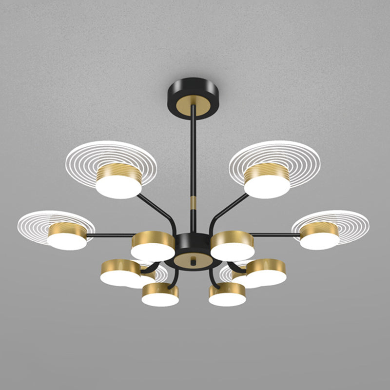 Bloemen woonkamer kroonluchter verlichting acryl minimalistische led hanger lamp in black-gold