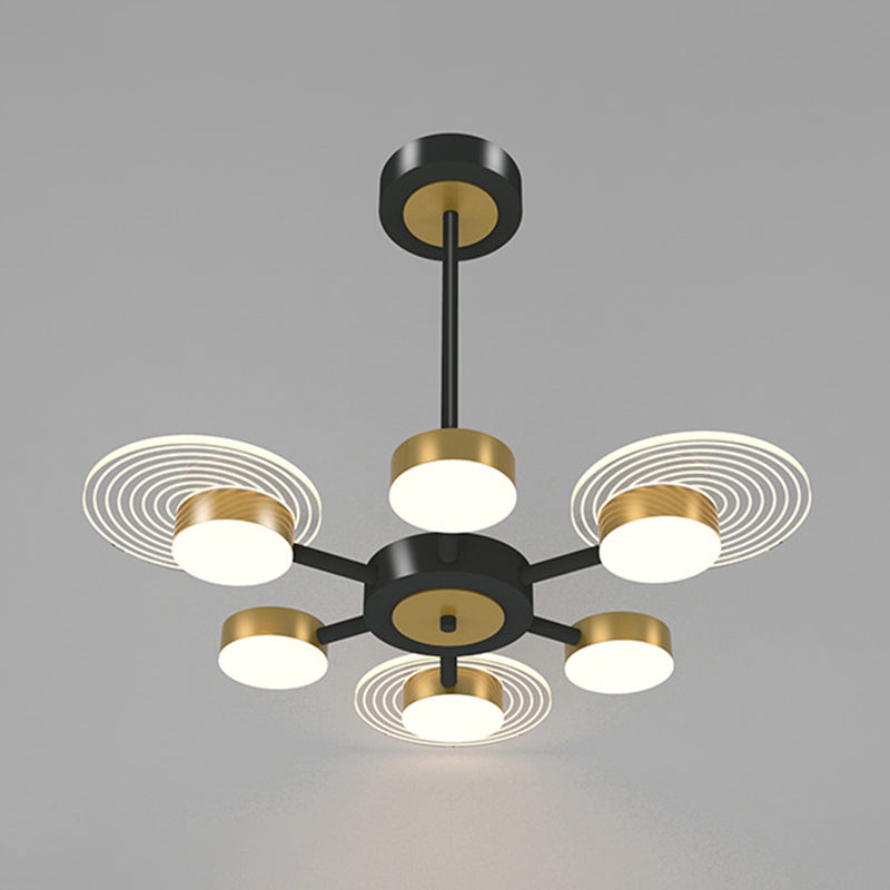 Bloemen woonkamer kroonluchter verlichting acryl minimalistische led hanger lamp in black-gold