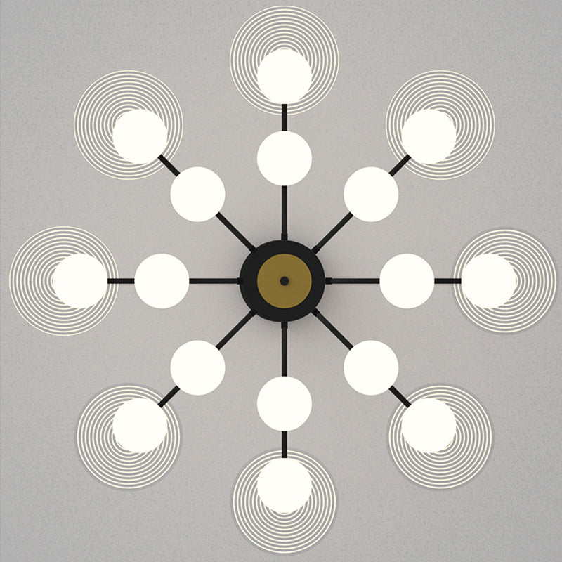 Bloemen woonkamer kroonluchter verlichting acryl minimalistische led hanger lamp in black-gold