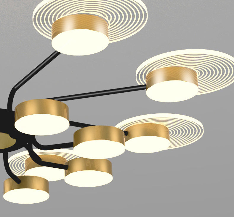 Bloemen woonkamer kroonluchter verlichting acryl minimalistische led hanger lamp in black-gold