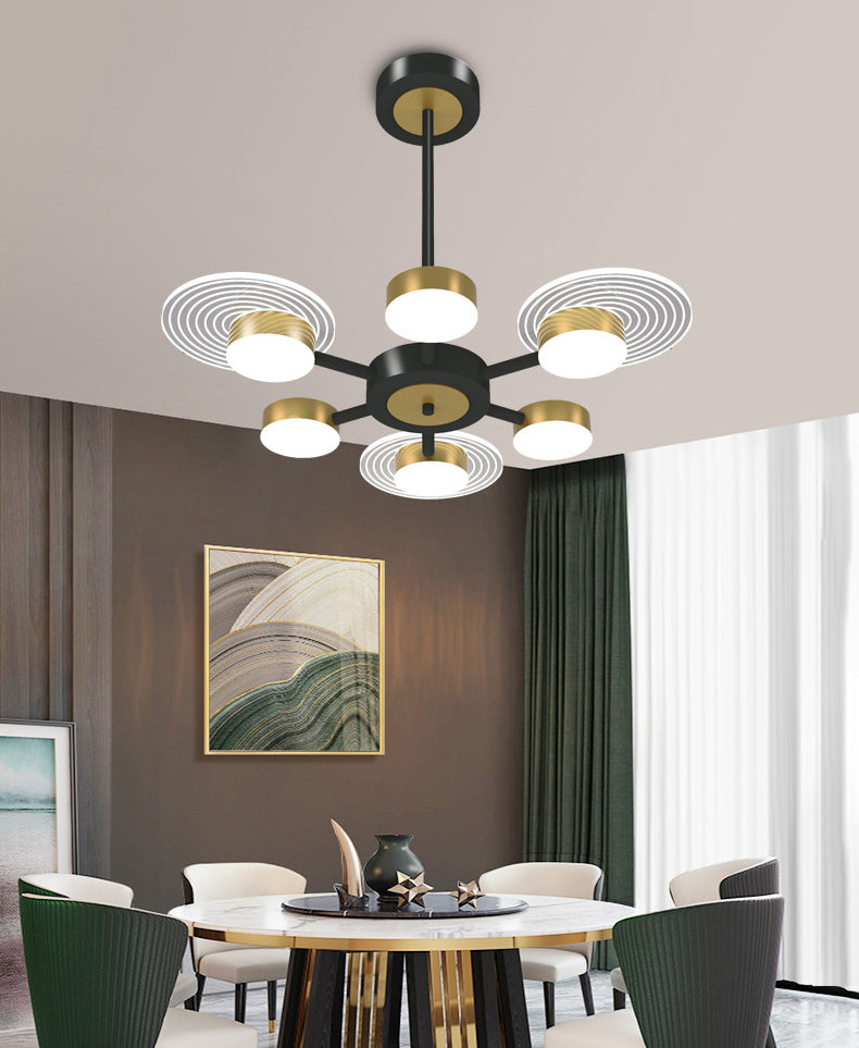Bloemen woonkamer kroonluchter verlichting acryl minimalistische led hanger lamp in black-gold