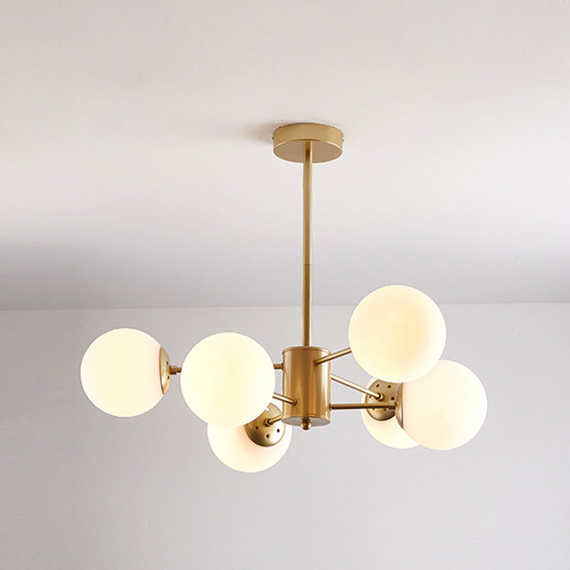 Leche de lámpara de sombra de pelota de vidrio blanco Estilo moderno Múltiples luces de la sala de estar accesorio de iluminación de la sala de estar