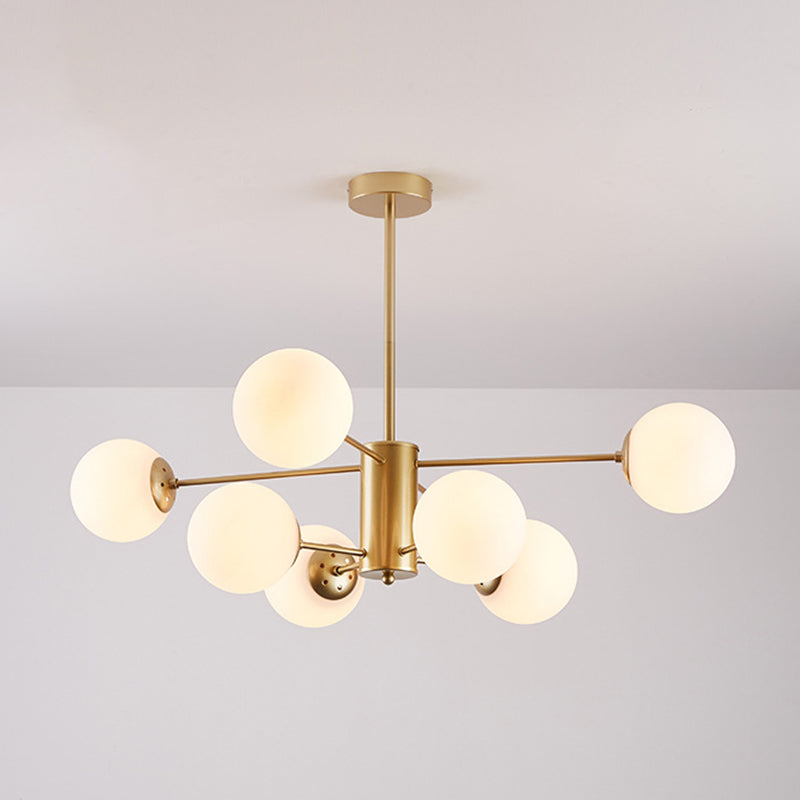 Leche de lámpara de sombra de pelota de vidrio blanco Estilo moderno Múltiples luces de la sala de estar accesorio de iluminación de la sala de estar