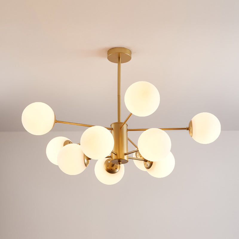 Leche de lámpara de sombra de pelota de vidrio blanco Estilo moderno Múltiples luces de la sala de estar accesorio de iluminación de la sala de estar