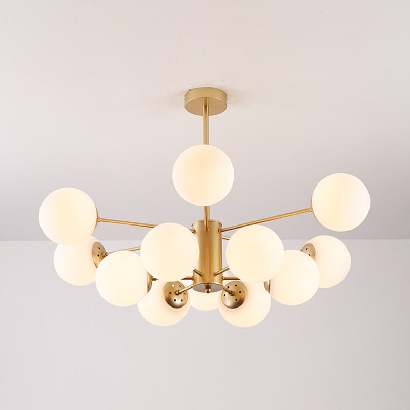 Leche de lámpara de sombra de pelota de vidrio blanco Estilo moderno Múltiples luces de la sala de estar accesorio de iluminación de la sala de estar