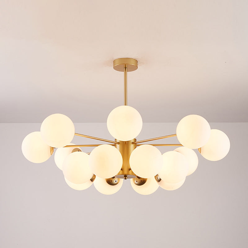 Leche de lámpara de sombra de pelota de vidrio blanco Estilo moderno Múltiples luces de la sala de estar accesorio de iluminación de la sala de estar