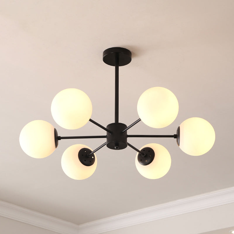 Leche de lámpara de sombra de pelota de vidrio blanco Estilo moderno Múltiples luces de la sala de estar accesorio de iluminación de la sala de estar