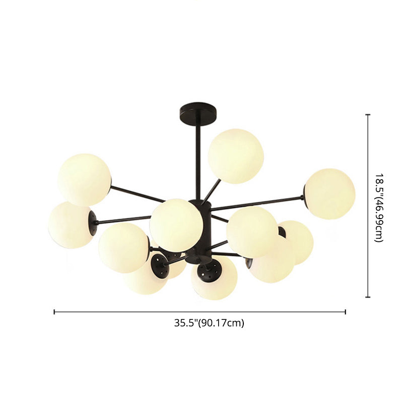 Leche de lámpara de sombra de pelota de vidrio blanco Estilo moderno Múltiples luces de la sala de estar accesorio de iluminación de la sala de estar