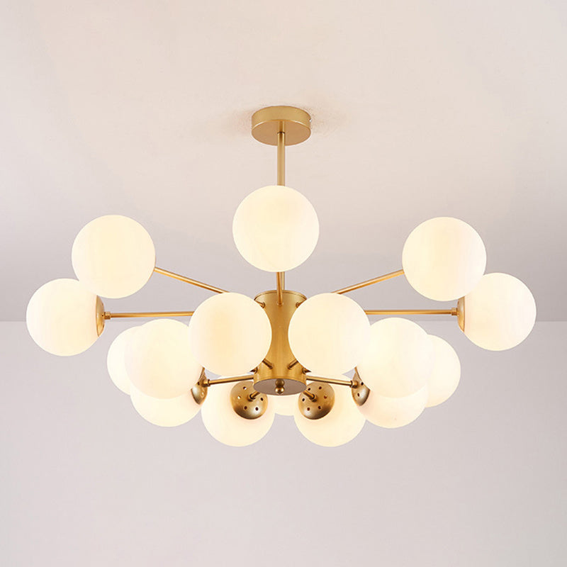 Leche de lámpara de sombra de pelota de vidrio blanco Estilo moderno Múltiples luces de la sala de estar accesorio de iluminación de la sala de estar