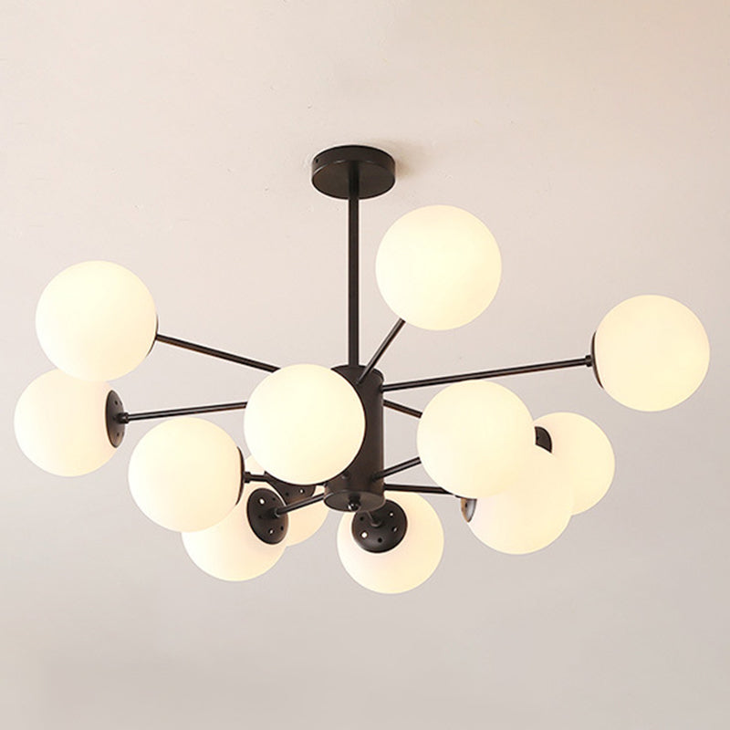 Leche de lámpara de sombra de pelota de vidrio blanco Estilo moderno Múltiples luces de la sala de estar accesorio de iluminación de la sala de estar