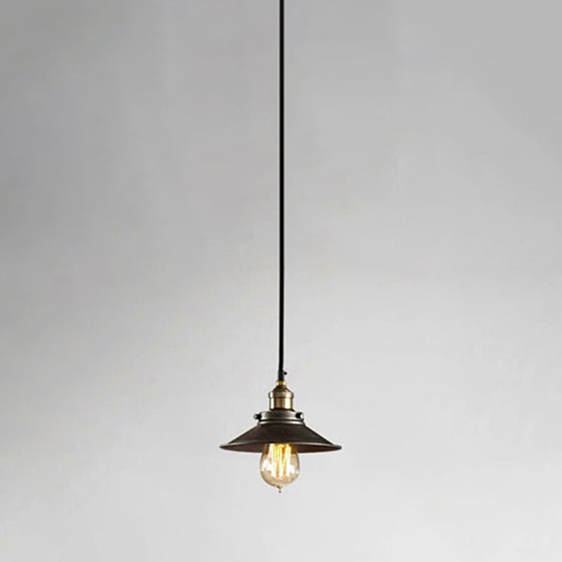 Black Conical Pendant Lamp Industrial Metal 1-Bulb Bistro Suspended Lighting Fixture