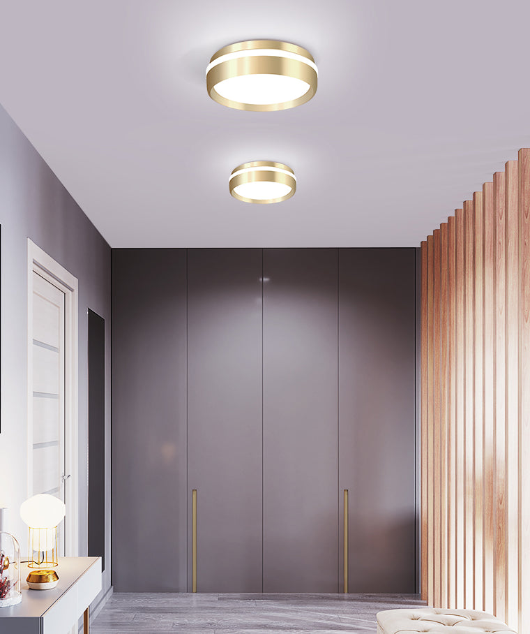 Gouden ronde inbouwlamp moderne stijl metalen LED inbouwverlichting voor slaapkamer