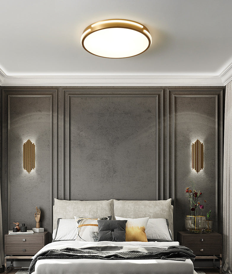 Drum Shape Metalen Plafond Verlichting Moderne Minimalistische Stijl LED Woonkamer Flush Lamp in Goud