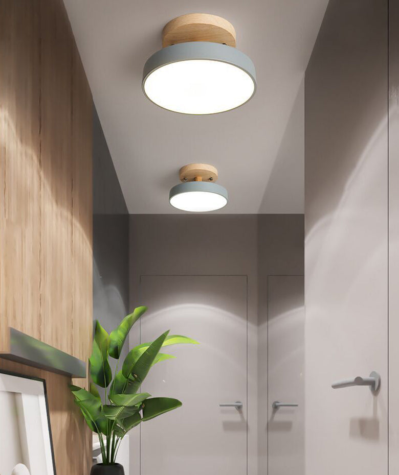 Lámpara de techo semi empotrada nórdica LED de metal con montaje semi empotrado para pasillo circular