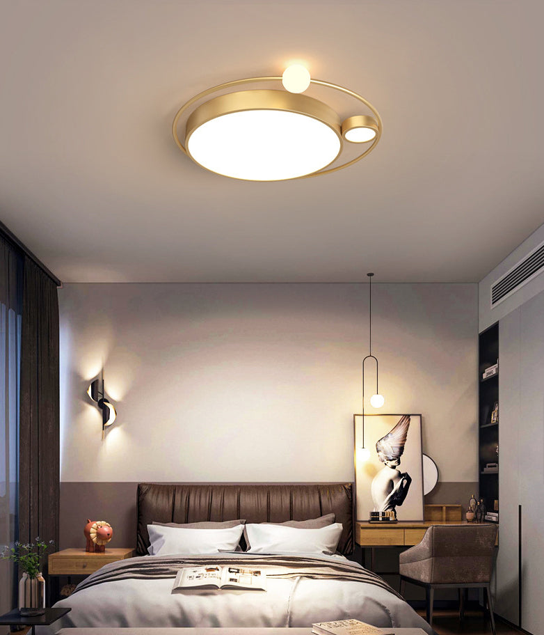 3-Lights Simplicity Acrylic Flushmount Light Metal Circular Line Design Modern Lighting Fixture
