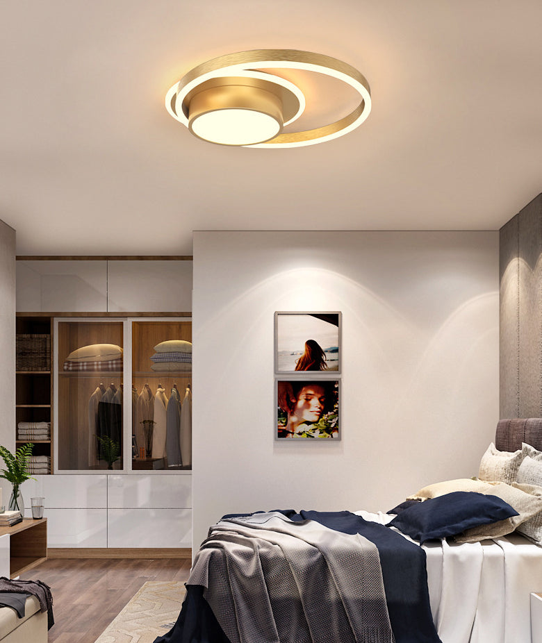 Ronde eenvoud ontwerp aluminium LED plafondlamp moderne stijl slaapkamerverlichting in goud